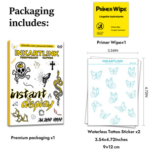 สติกเกอร์ลาย<span class=keywords><strong>สัก</strong></span><span class=keywords><strong>ผีเสื้อ</strong></span>แบบไม่ใช้น้ำ ติดทนนาน 7 วัน 12+ แบบ ลายสักสมุนไพรกึ่งถาวร ขนาด 9x12 ซม. สำหรับแขน อก ขา คอ - Product Image 4