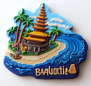 สติกเกอร์แม่เหล็กติดตู้เย็นพิมพ์ลายสามมิติรูปสามมิติชายหาดวัดเกาะตามสั่ง - Product Image 6