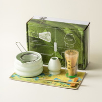 Vente en gros de service à thé matcha bol à matcha cuillère fouet en bambou ensemble de 7 pièces en céramique Chawan japonais essentiel Matcha ensemble avec boîte-cadeau