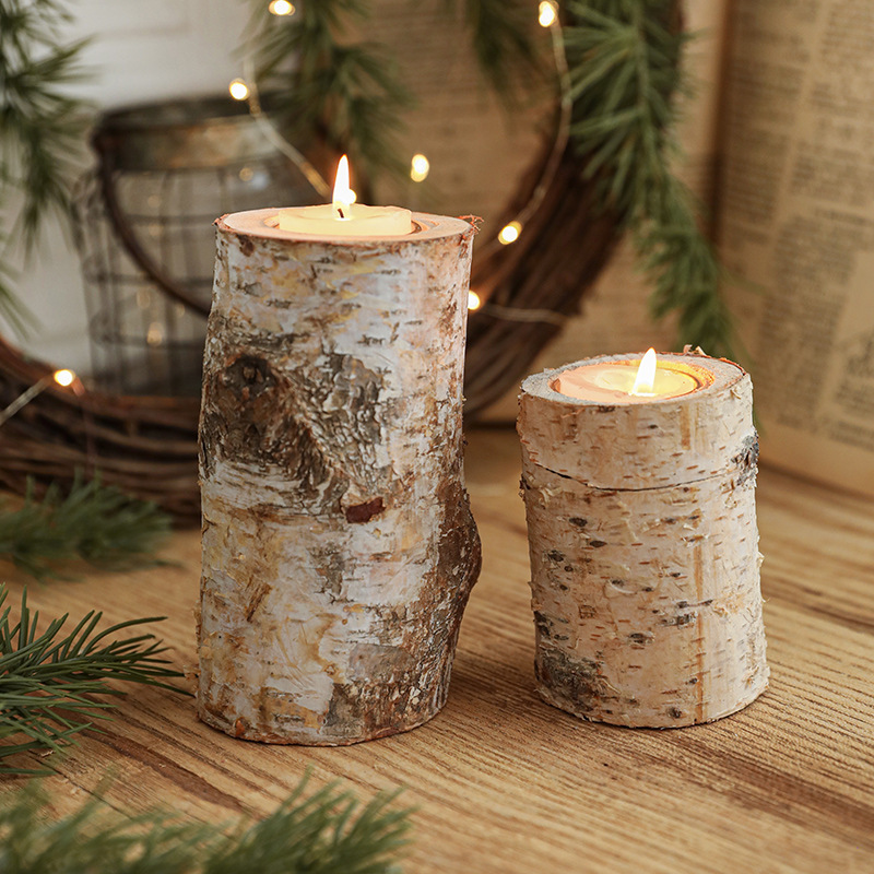 Solid Wood Christmas Candlestick Holder Elegant Holiday Decor for Weddings Fragrance Container Cup Holder for Candlelit Dinner