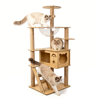 Vente en gros usine : Arbre à chat de luxe intégré avec structure d'escalade et grande capsule spatiale double