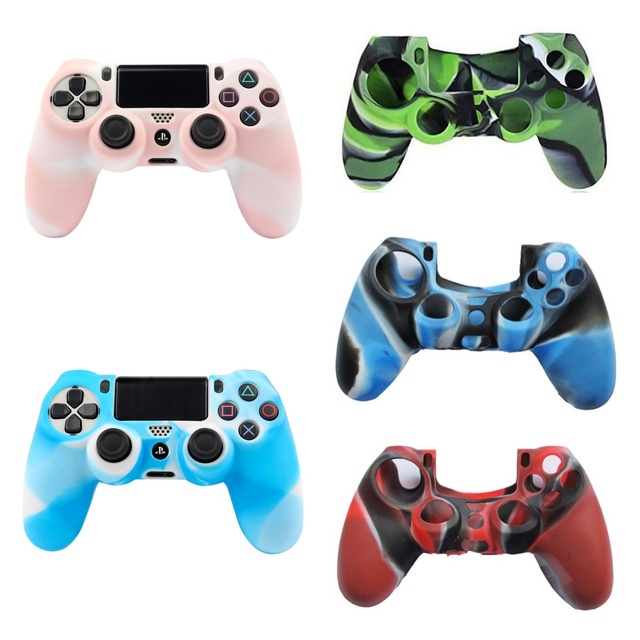 Camouflage Silicone Protective Skin Cover for PS4 Controller, Anti-slip Grip Case with Marbled Swirl Colors