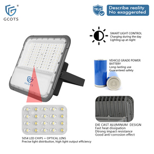 ไฟสปอร์ตไลท์ LED พลังงานแสงอาทิตย์ GCOTS 80W IP65 ตัวเรือนอลูมิเนียม ขนาด 70x150 มม. มุมลำแสง 6000K แสงเดย์ไลท์ พร้อมรีโมทคอนโทรล กันน้ำ สำหรับสวนและพื้นที่กลางแจ้ง - Product Image 3