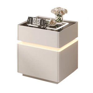 Modern Smart Nightstand Three Drawer Bedside Cabinet Fingerprint Lock <b>LED</b> <b>Bed</b> Table for bedroom - Product Image 4