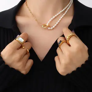 Euro-amerika tatlısu inci eklenmiş tasarım klavikula kolye kadınlar için