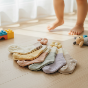 Chaussettes antidérapantes en tricot Daisy pour bébé, tout-petit et enfant, à porter en été avec tissu en maille - Product Image 3