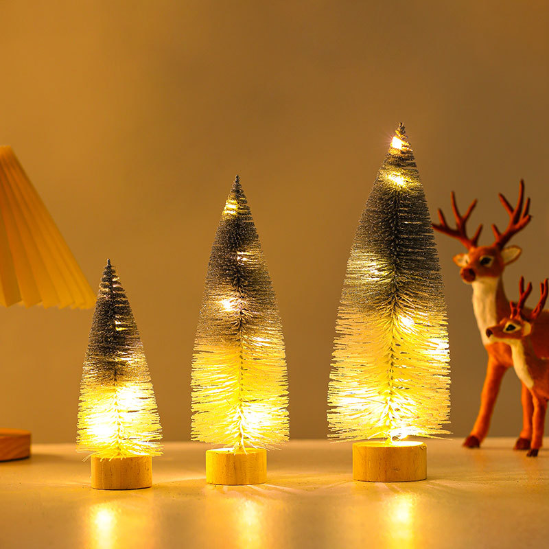 Arbre unique lumineux de 20 cm - Bicolore argent et blanc
