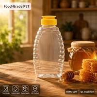 Bouteille en plastique PET transparente vide personnalisée en gros avec bouchon à clapet pour miel, sirop, sauce, 500g pour Ketchup