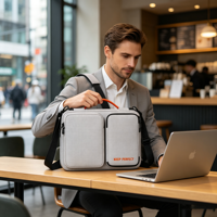 Sac à dos pour ordinateur portable avec poches avant amovibles, compartiment latéral zippé, sac à bandoulière antichoc pour affaires