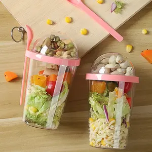 Penjualan terlaris wadah Salad kesehatan segar portabel cangkir pengocok Salad dengan sendok