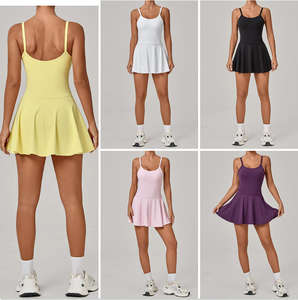 Vestido Deportivo para Adultos con Volantes, Falda <span class=keywords><strong>de</strong></span> Tenis con Pantalones Cortos Interiores, Vestido Deportivo Suave <span class=keywords><strong>de</strong></span> Secado Rápido, Vestido <span class=keywords><strong>de</strong></span> Tenis <span class=keywords><strong>de</strong></span> Spandex/Poliéster - Product Image 2