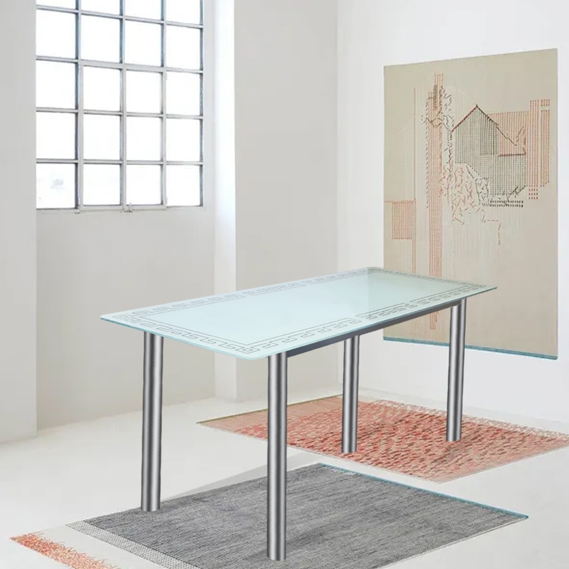 Modern Glass Metal Table With 4 Chairs Dining Table Set In Kitchen And Restaurant Furniture