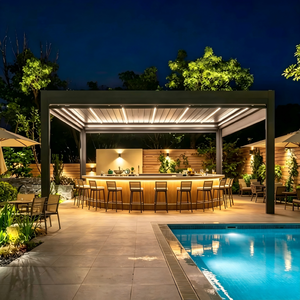 Pergola bioclimatique moderne en aluminium pour extérieur, imperméable, avec <span class=keywords><strong>rideau</strong></span> roulant automatique, pour patio, jardin, ou gazebo. - Product Image 1