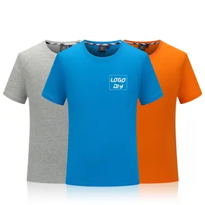 Camiseta de tejido liso de algodón lavable con logo personalizado, cuello redondo, 2021