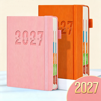 Agenda 2027 con Tapa Dura, Banda Elástica y Separadores Mensuales, Organizador Anual A5 con Grabado en Relieve para Oficina y Escuela