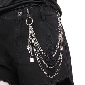 Cinturón de cadena metálica de acero inoxidable estilo punk con decoración de candado para pantalones de mujer, accesorios de hip hop. - Product Image 2