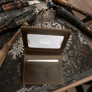 กระเป๋าสตางค์หนังวัวแท้สไตล์วินเทจแบบพับได้สำหรับผู้ชาย ป้องกัน RFID บาง พกพาสะดวก พร้อมคลิปหนีบเงินแม่เหล็ก ซับในโพลีเอสเตอร์ - Product Image 4