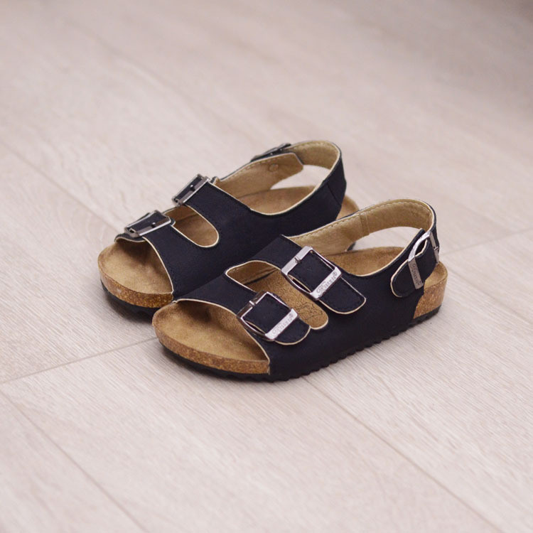 Fashion Summer Cork Slippers Children Leather Slides Shoes Boys Baby Girl Sandals For Kids