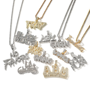 ABM SAVAGE Pendentif Hip Hop Plaqué Rhodium Trendy Cross Pattern avec CZ Letter Cash Trap Laiton Zircon sur Corde Chaîne pour Cadeau - Product Image 2