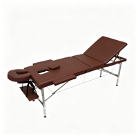 Multifunktionales, dreifach faltbares Massagebett aus Edelstahl mit Schönheitsschwamm, klappbares Salonbett für bequeme Aufbewahrung.
