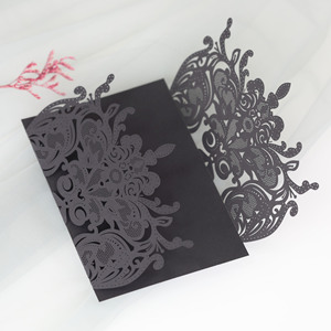 การ์ดเชิญงานแต่งงานสไตล์ยุโรป การ์ดอวยพรวันหยุด ซองจดหมายสีเบจทอง การ์ดเชิญแบบโปร่ง มีสินค้าพร้อมส่ง - Product Image 1