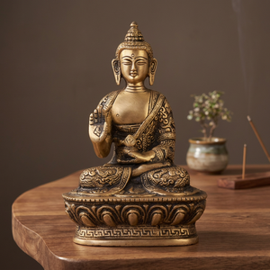 Estatua de Buda Gautama de Latón Hecha a Mano, Estilo Tradicional de Lujo, Decoración Art Deco para Oficina y Hogar, para Halloween - Product Image 4