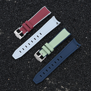 20มม. สายนาฬิกาซิลิโคนนุ่มสำหรับเปลี่ยน Moonwatch สายรัดยางโค้งแบบพรีเมี่ยม - Product Image 6