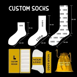 Custom Socks Design Own Logo Crew Socks No Minimum Order Private Your Label Bamboo Cotton Black Man Sport Sock Elite Calcetines