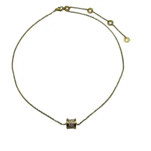 In acciaio inox impermeabile placcato oro geometrico Tandem tipo zircone intarsio ciondolo scritta romana ornamento collana per le donne