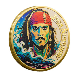 Памятная монета в пиратском стиле «Черная жемчужина», с УФ-печатью, 3D-рельефом, индивидуальным дизайном, позолоченный череп - Product Image 6