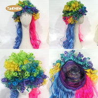 Perruque de cosplay arc-en-ciel YACHEN, perruques synthétiques colorées personnalisées pour femmes, fête, Halloween, Noël, carnaval, costume de drag queen