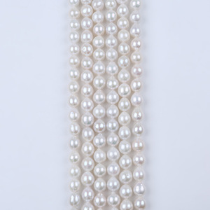 Perles d'eau douce baroques blanches en forme de goutte de 9-11 mm en gros, accessoires pour collier DIY, Zhuji avec perles roses en vrac - Product Image 1