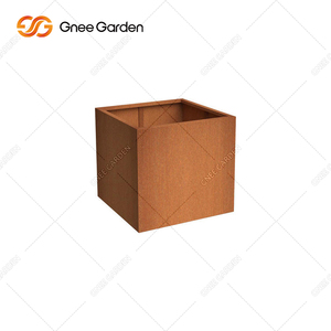 Gnee Garden Corten Steel <b>Square</b> <b>Planter</b> Outdoor Rustic American Farmhouse Style <b>Large</b> Capacity Floor Use Flower Pot for Planting - Product Image 2
