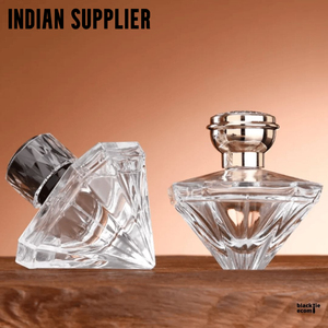 Botella de perfume de vidrio tallado de lujo fabricada en India con bomba pulverizadora para envasado de fragancias premium disponible para la venta - Product Image 1