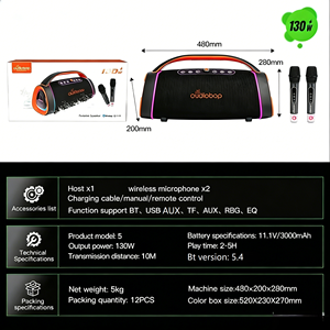 Altavoz <span class=keywords><strong>para</strong></span> Fiestas 2026, Nuevo, con Bajos Potentes, RGB, Entradas USB y AUX, Micrófono Inalámbrico, Salida de 5.4 100W, Batería Recargable - Product Image 6