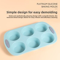 Moule à cupcakes et à glaces bicolore grand format, 6 cavités, en silicone, résistant au four, ustensile de cuisson de forme circulaire, en provenance de Chine, en stock