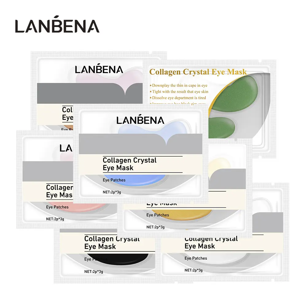 Lanbena 5 Pairs kristal kollajen göz maskesi göz yamalar için göz bakımı koyu halkalar Anti-Aging kırışıklık cilt bakımı kaldırmak