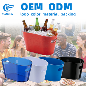 Kişiselleştirilmiş 2026 Yeni 4L Büyük Akrilik Kırmızı Şampanya Bira Şarap Plastik Buz Kovası Logolu - Product Image 1