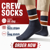 Chaussettes mi-mollet pour hommes à rayures sportives, en coton premium côtelé, ajustement confortable, respirantes et confortables, vente en gros, fabrication sur mesure en usine