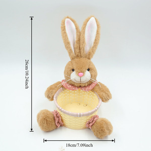Easter Bunny Basket Plush Toy <b>Small</b> Woven Storage Bucket Cute Rabbit Stuffed Animal Organizer Candy Egg Holder Holiday <b>Gift</b> <b>Box</b> - Product Image 6