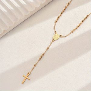 Rosario Católico de Acero Inoxidable con Baño de Oro Antiguo, Colgante de Corazón de la Virgen María y Cruz, para Oración Religiosa, Aniversario - Product Image 3