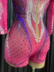 Novance – <span class=keywords><strong>Lingerie</strong></span> Sexy 2022, rose brillant, cristaux, perles, combinaison élégante, courte, Club, scène, body - Product Image 5