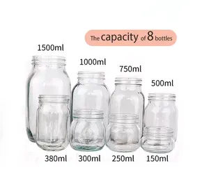 12盎司透明玻璃梅森罐，70-450克，带金色金属，标准塑料溶胶衬里-12包