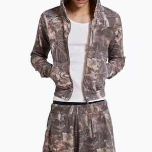 Sweat à capuche épais et lourd, 100% coton, personnalisé, de haute qualité, imprimé motifs de branches de forêt, coupe ajustée, avec fermeture éclair - Product Image 3