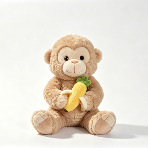 Peluche de mono personalizado con plátano, Juguete de peluche de mono, Lindo peluche de mono, Animal de peluche de mono de la selva - Product Image 1
