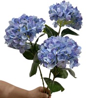 Bunga Hydrangea Buatan 4 Daun Model Baru, Bunga Hydrangea Cetak 3D, Bunga Pot untuk Rumah, Bunga Hias Dekorasi Luar Ruangan