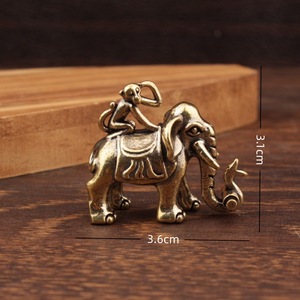 Adorno Vintage de Latón con Elefante Montando a Mono, Pequeño Objetivo Decorativo de Escritorio, Estilo Chino Feng Shui, Decoración para el Hogar y la Oficina - Product Image 4