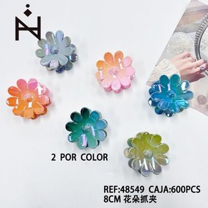 Fermagli per capelli N Flower da 8 cm in plastica colorata, stile dolce, per donne e ragazze - Product Image 1