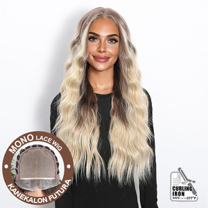 Perruques synthétiques naturelles Julianna Kanekalon Futura <span class=keywords><strong>Body</strong></span> Wave Ombre Colorées Mono Glueless Lace Front en Fibre pour Femmes - Product Image 2