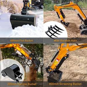 Accesorios de repuesto para miniexcavadora con cucharón estrecho, desgarrador, rastrillo, barrena, garra, enganche rápido, cucharón cribador y kit de accesorios - Product Image 3